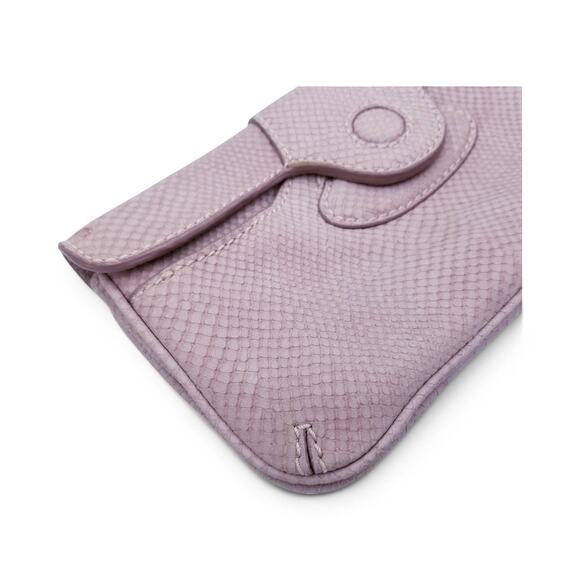 TALBOTS Soft Lilac Gray Leather Clutch Snake Texture Emboss - Picture 2 of 7